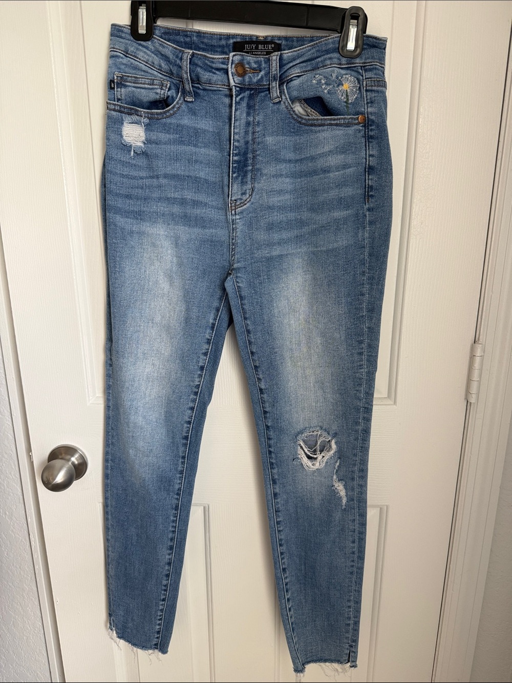 Judy Blue Light Blue Distressed Skinny Jeans
